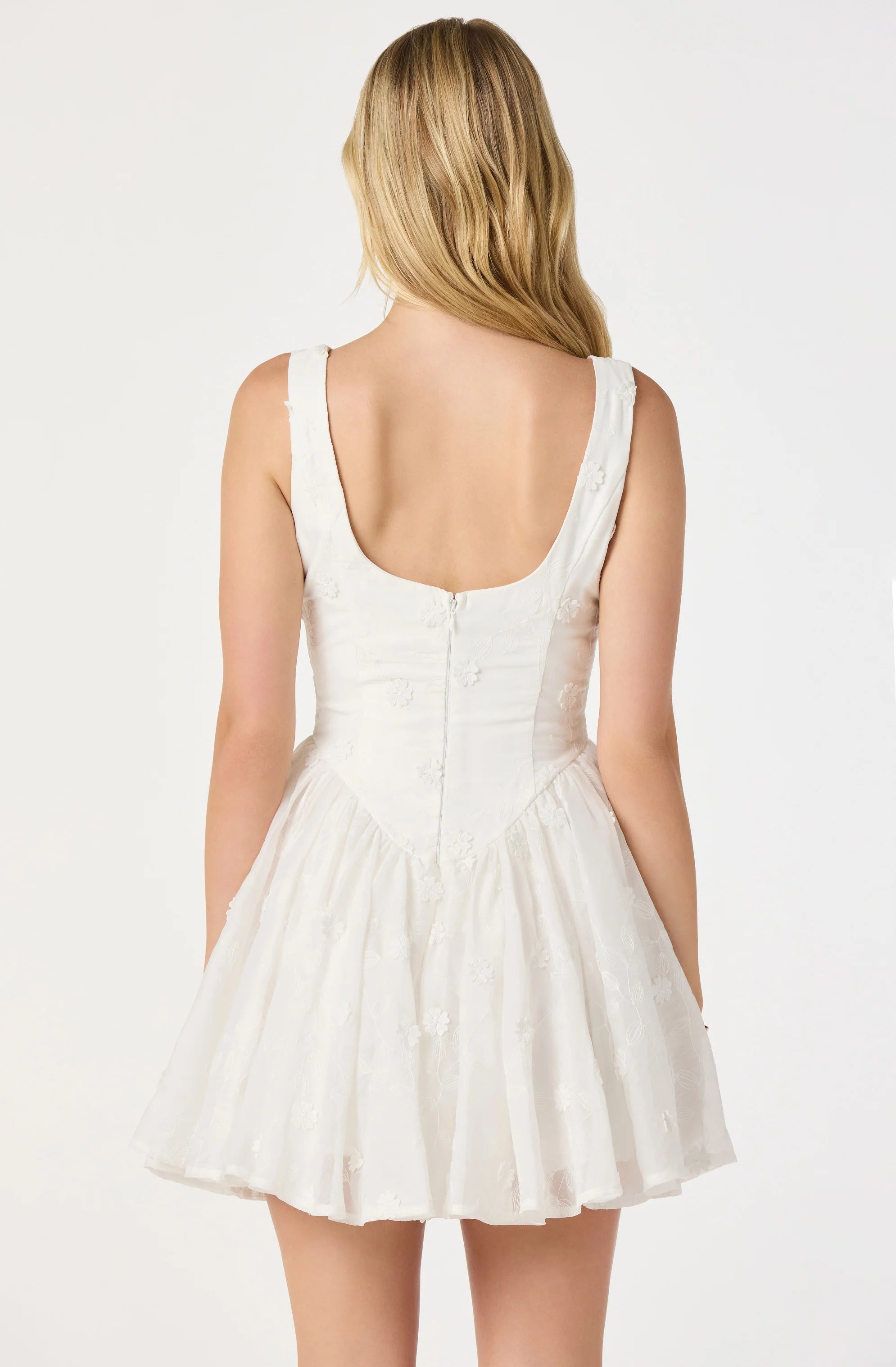 Reina Embroidered White Mini Dress