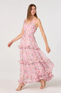 Ayanna Floral Pleated Tiered Dress