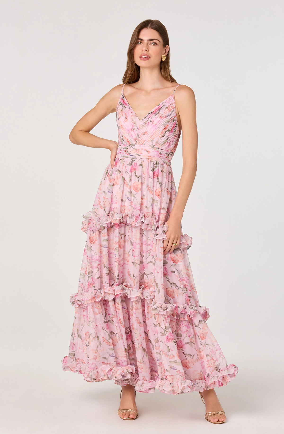 Ayanna Floral Pleated Tiered Dress