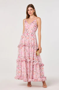 Ayanna Floral Pleated Tiered Dress