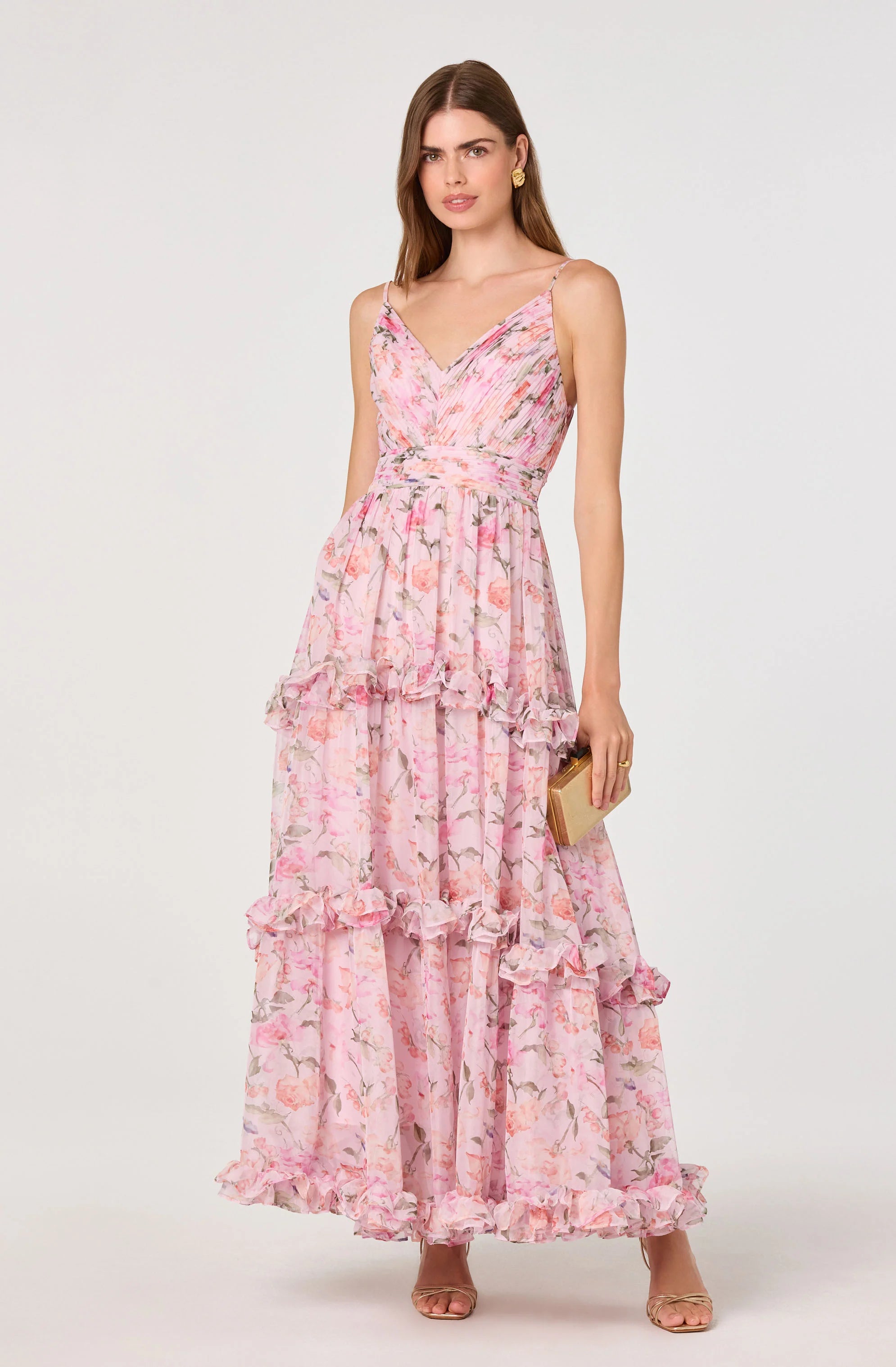 Ayanna Floral Pleated Tiered Dress