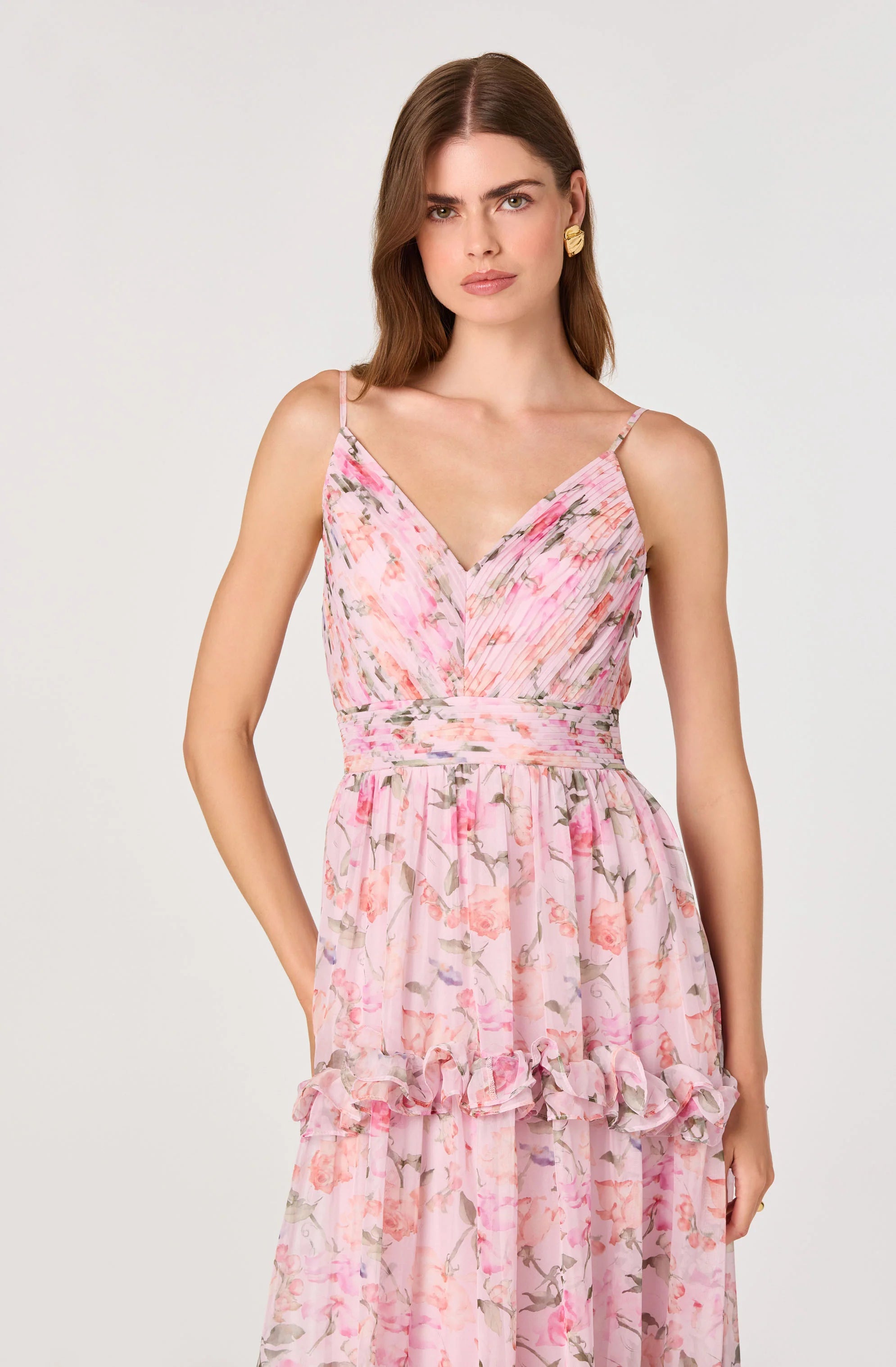 Ayanna Floral Pleated Tiered Dress