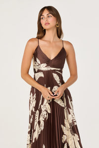 Clea Pleated Satin Dress
