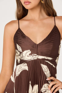 Clea Pleated Satin Dress
