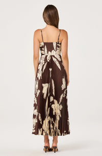 Clea Pleated Satin Dress