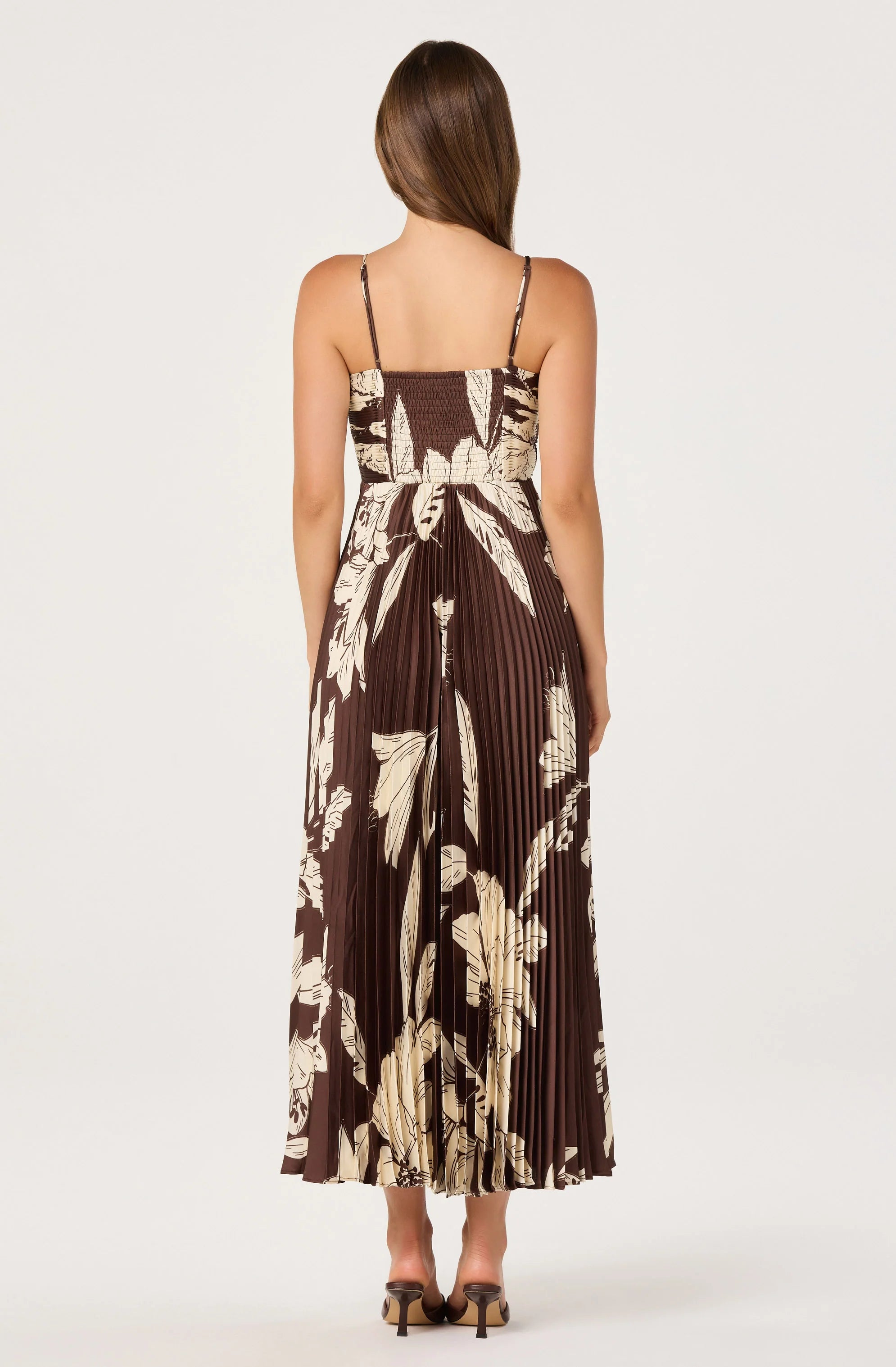 Clea Pleated Satin Dress