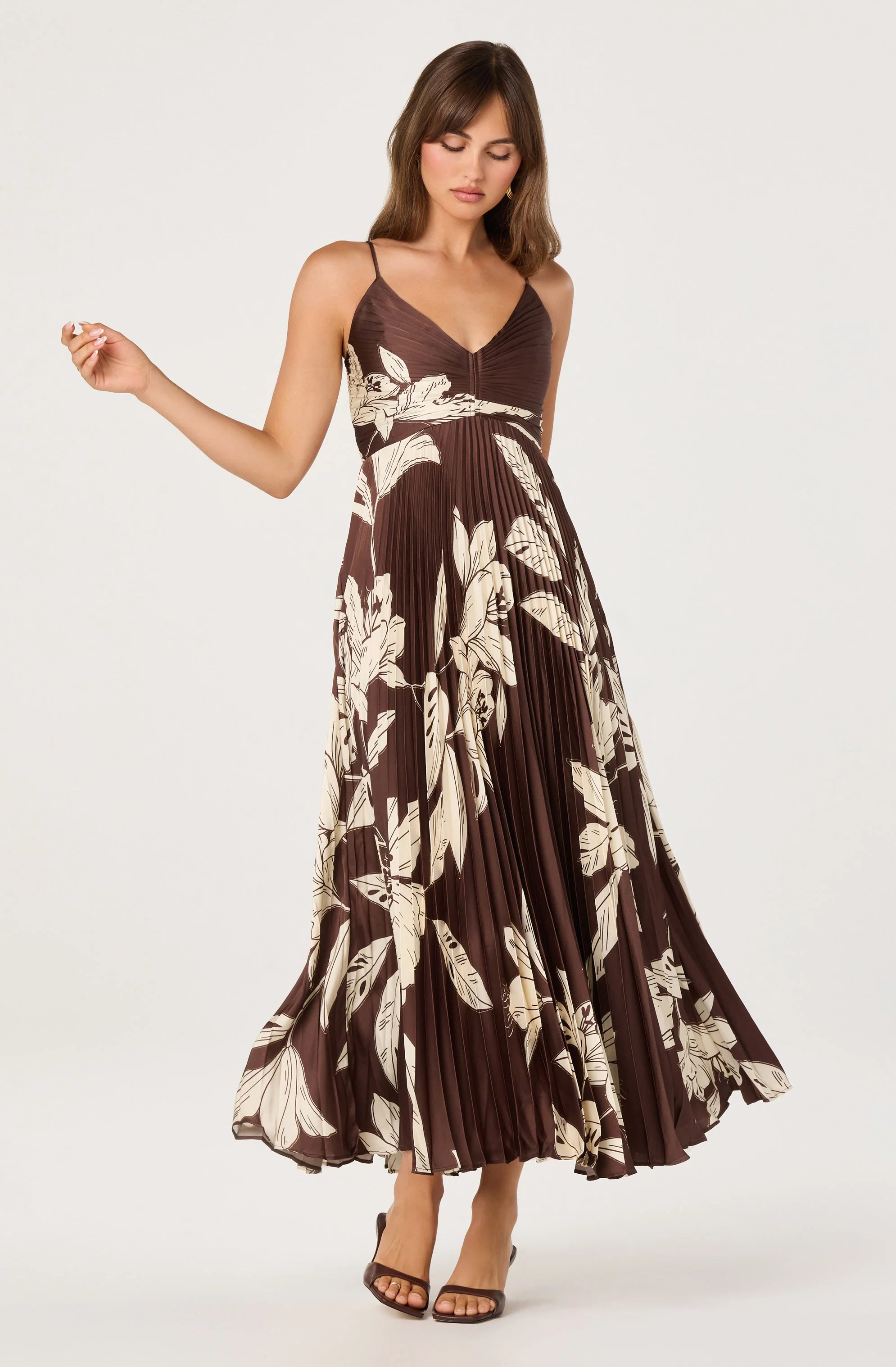 Clea Pleated Satin Dress