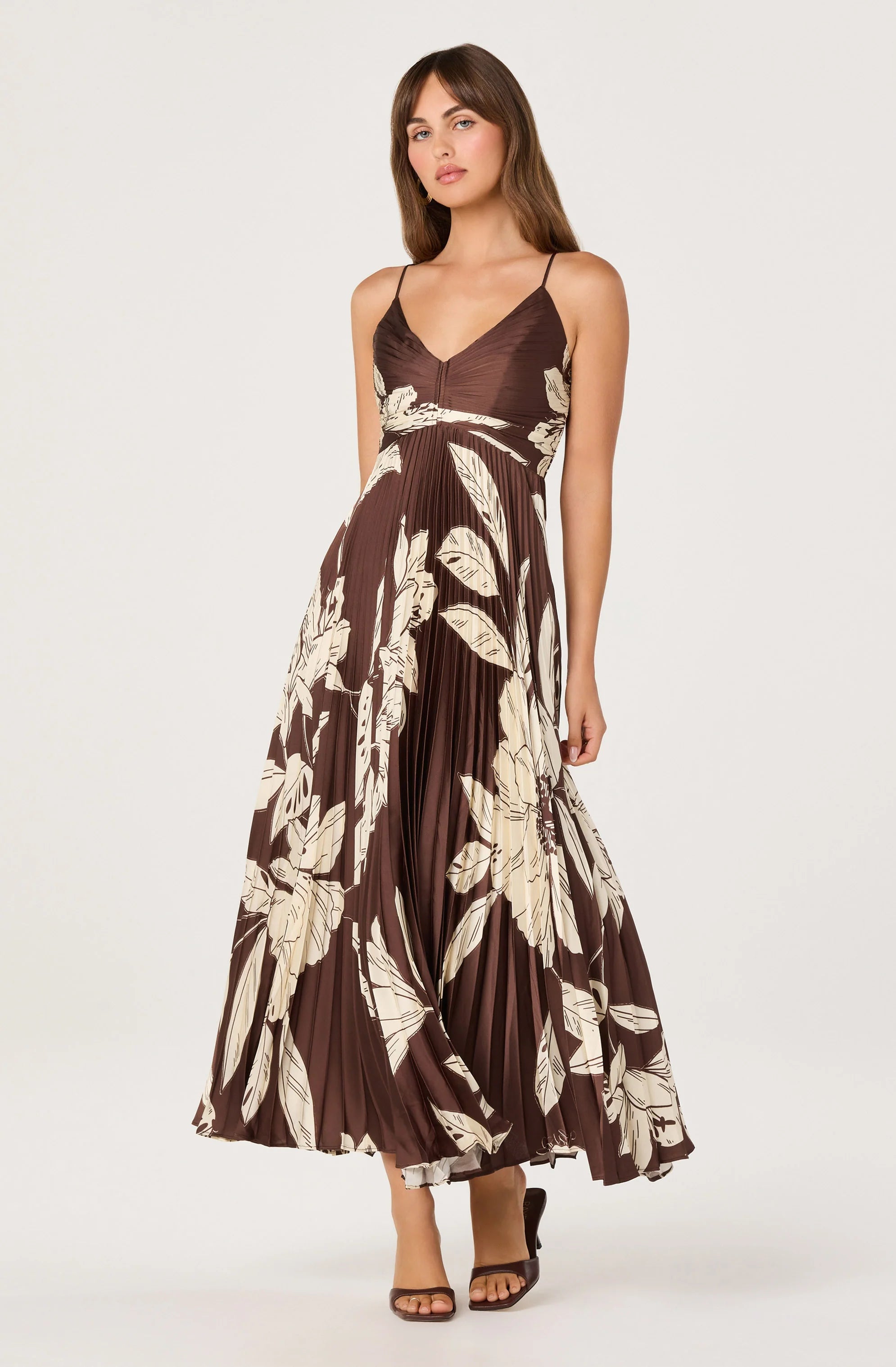 Clea Pleated Satin Dress