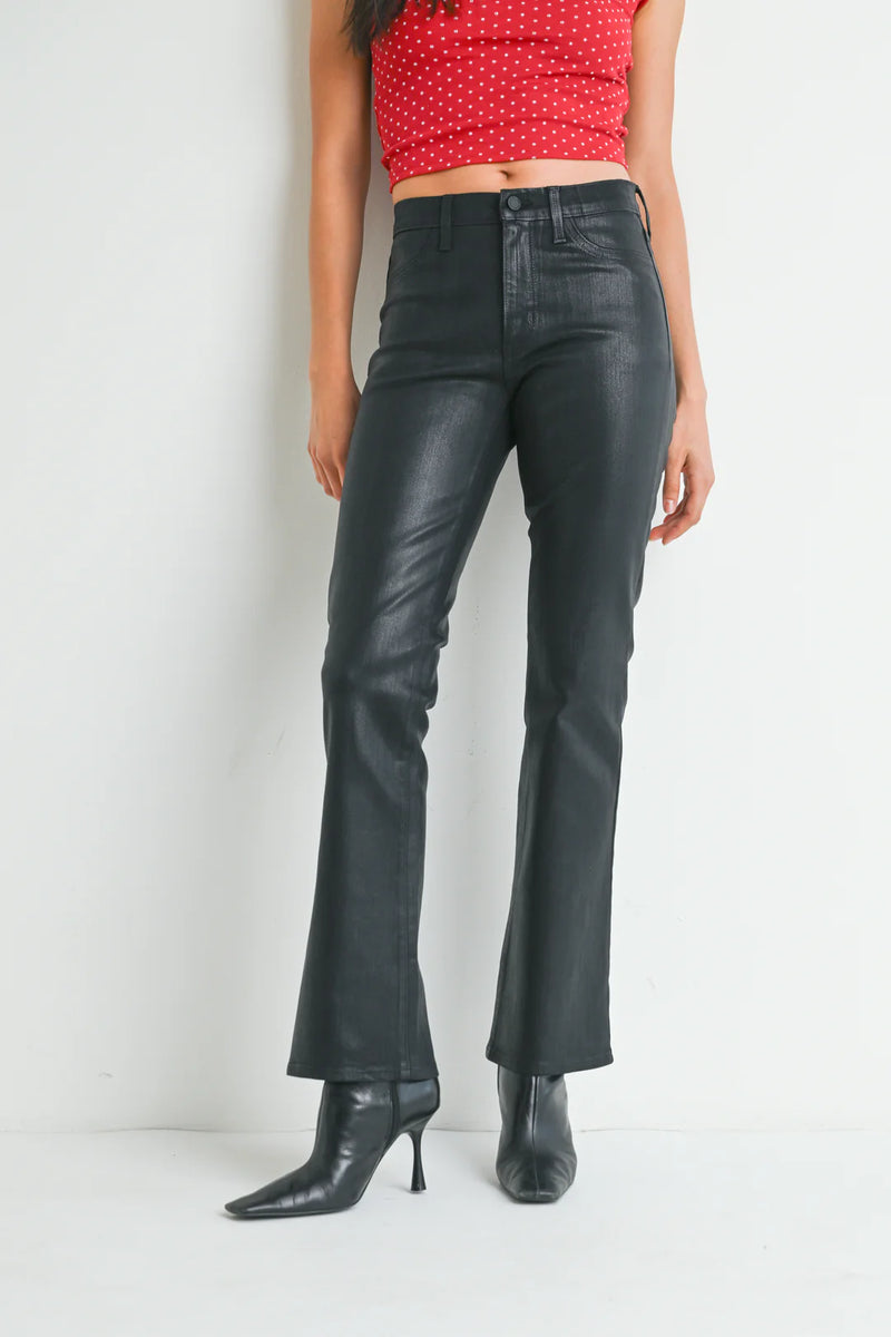 Coated Black Slim Bootcut Jean