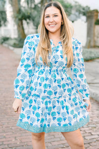 Camelia Dress in Aqua Flora