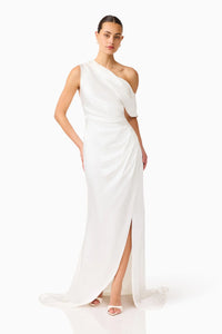 Erielle Draped One Shoulder Gown | White
