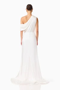 Erielle Draped One Shoulder Gown | White