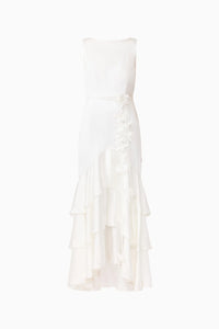 Erielle Floral Tiered Gown | White