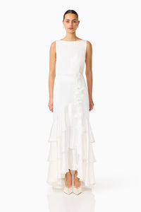 Erielle Floral Tiered Gown | White
