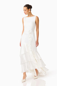 Erielle Floral Tiered Gown | White