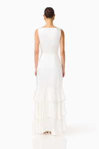 Erielle Floral Tiered Gown | White
