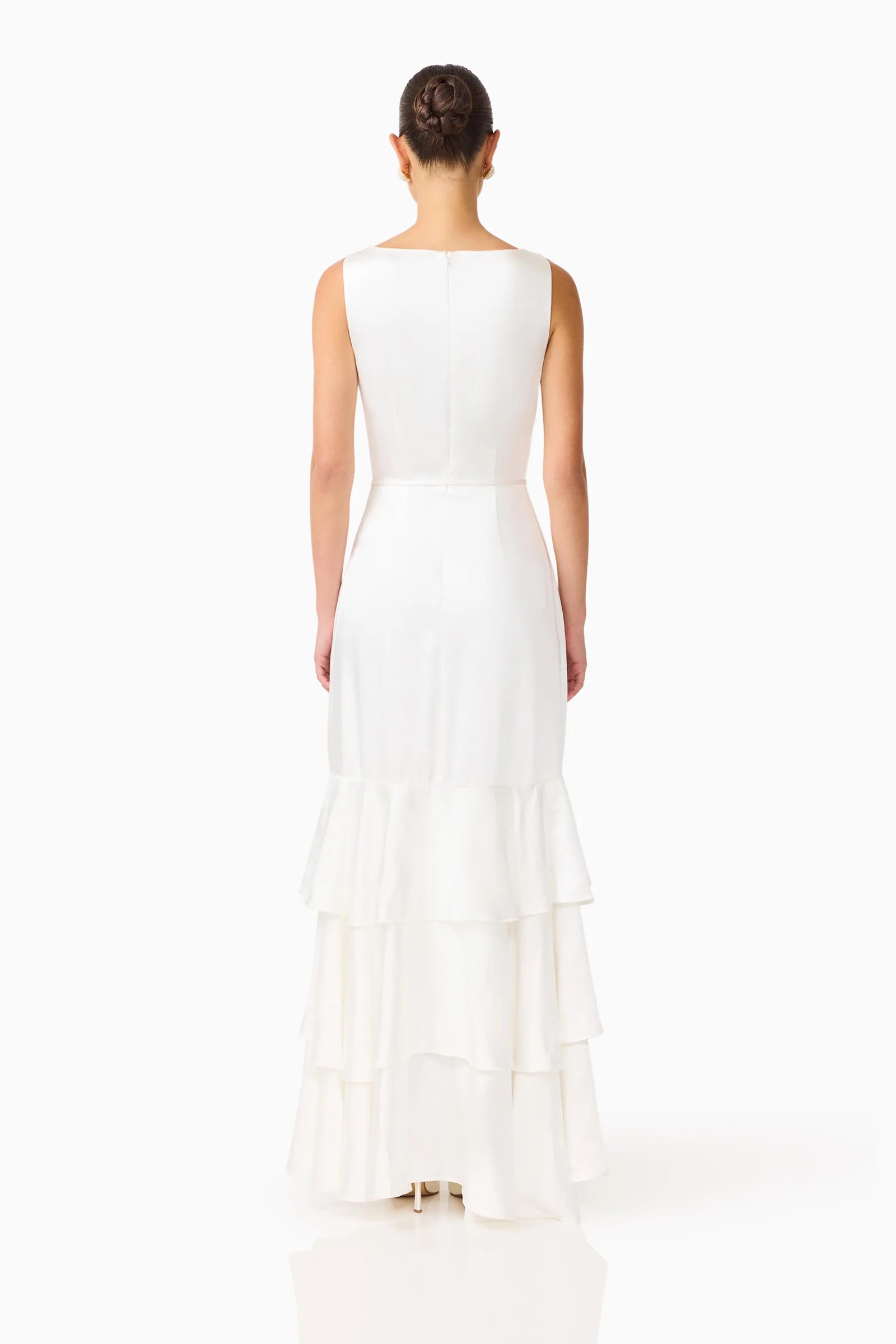 Erielle Floral Tiered Gown | White