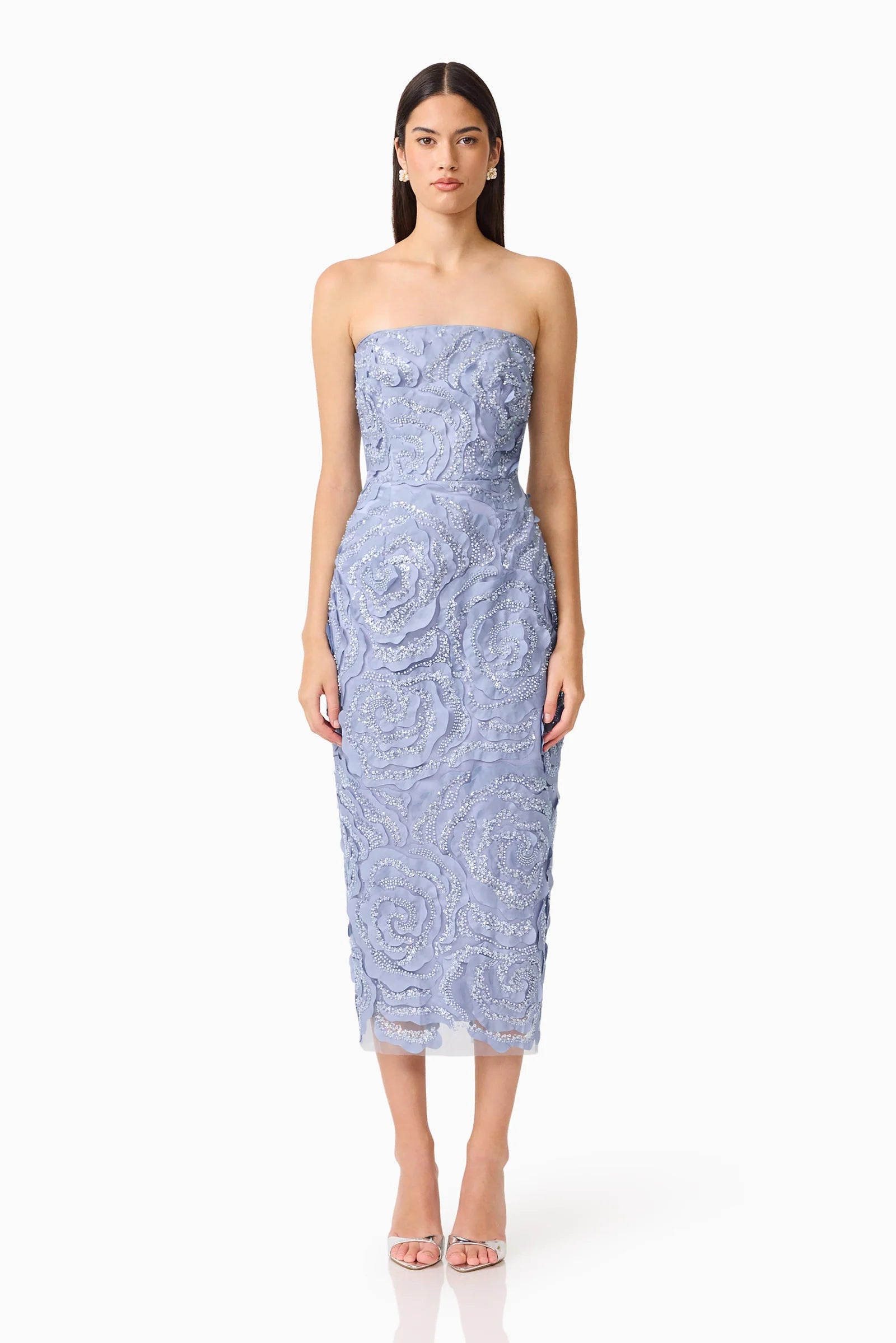 Elisa Column Midi Dress - Steel Blue - M