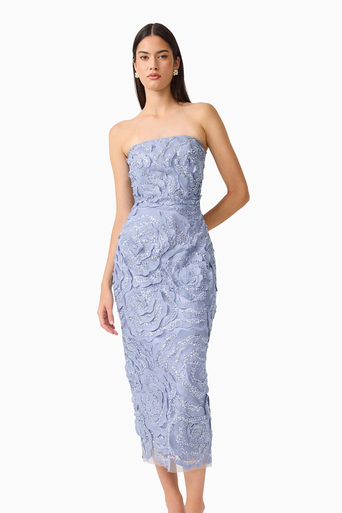 Elisa Column Midi Dress | Steel Blue