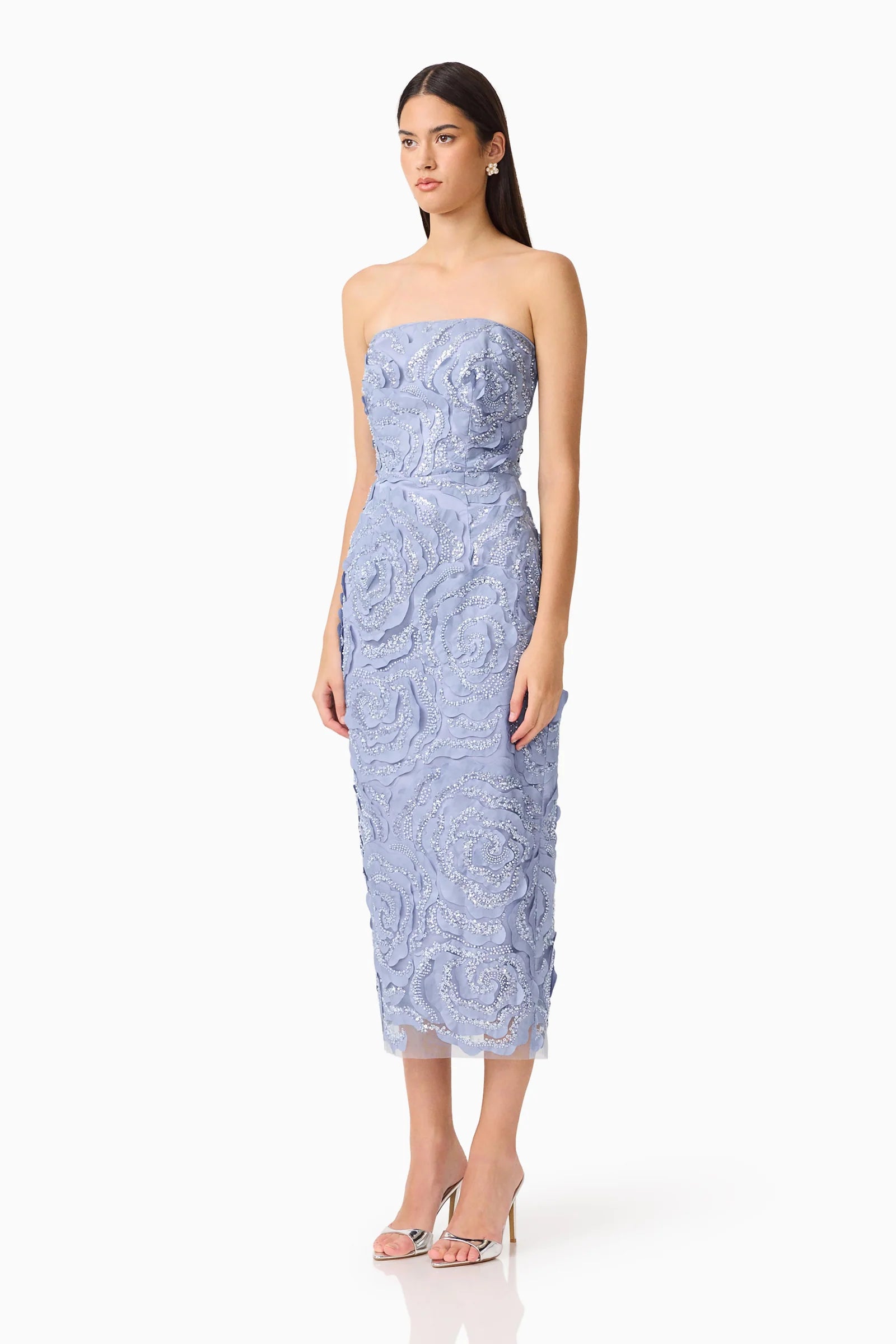 Elisa Column Midi Dress | Steel Blue