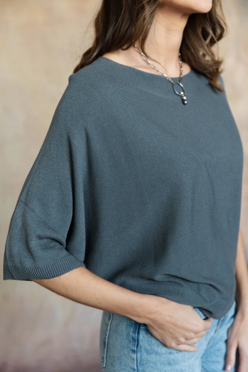 Esma Knit Top - Dark Gray