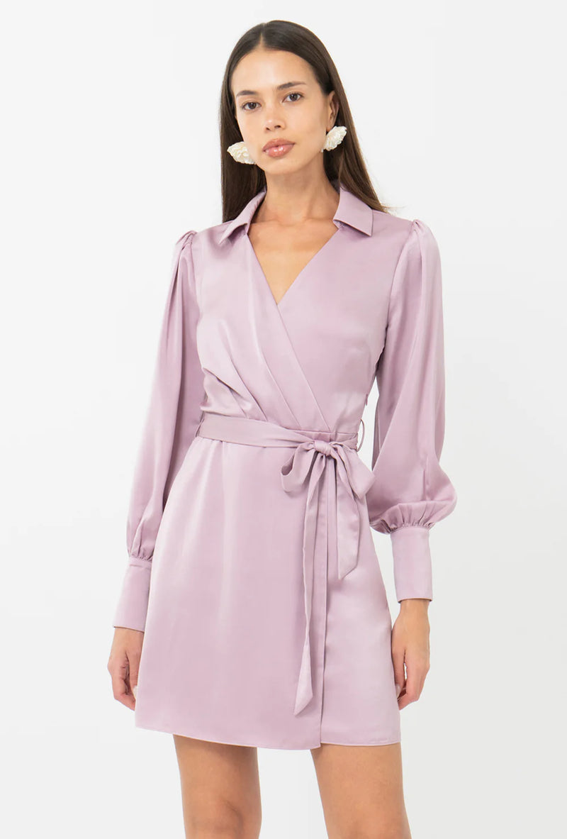 Thea Faux Wrap Collar Mini Dress