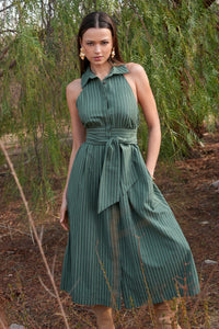 Rosa Flutter Halter Collared Dress