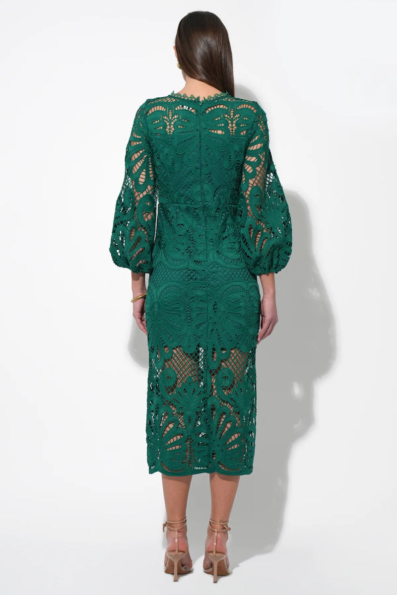 Carson Lace Puff Sleeve Midi Dress