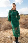 Carson Lace Puff Sleeve Midi Dress