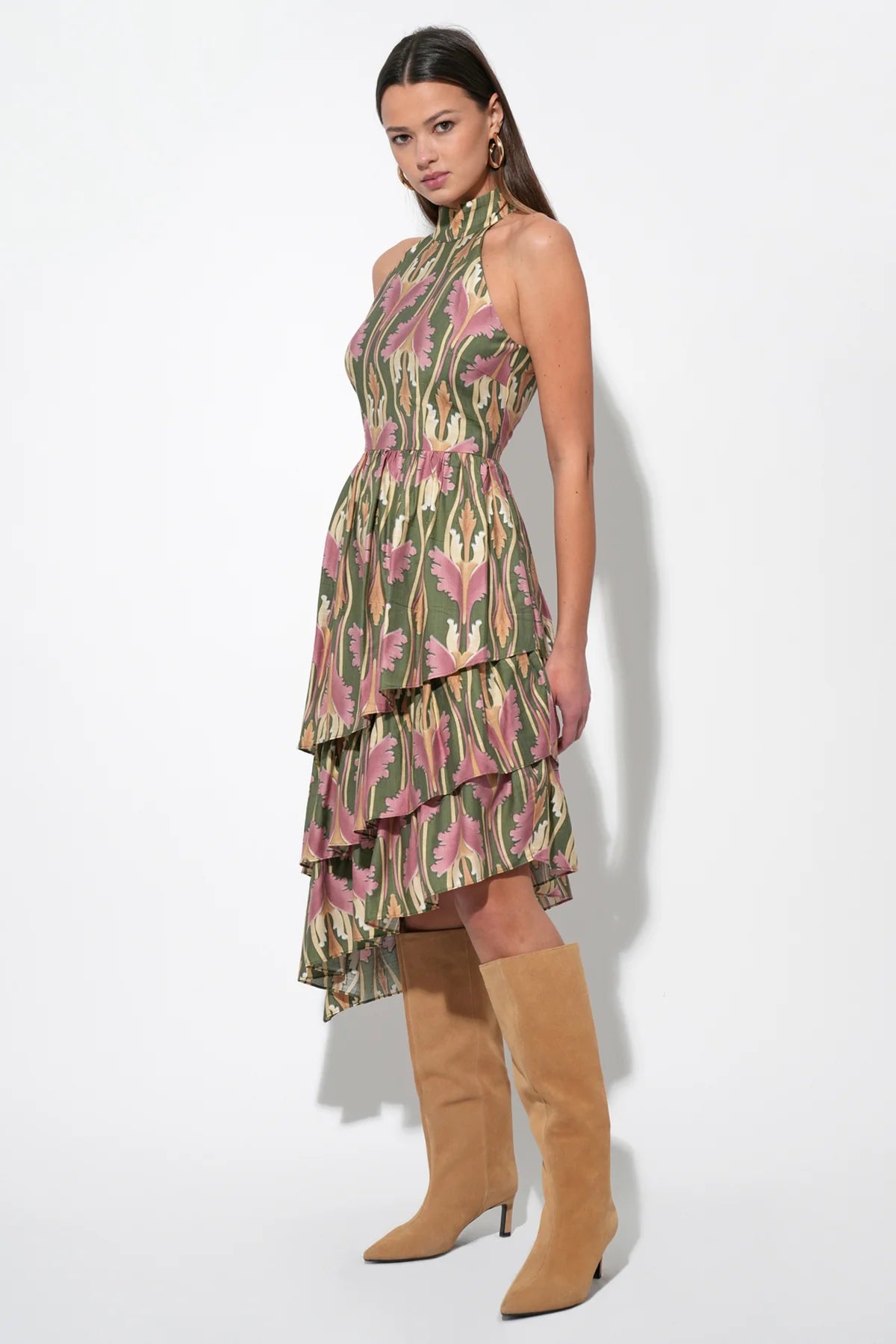 Chriselle Tiered Floral Midi Dress