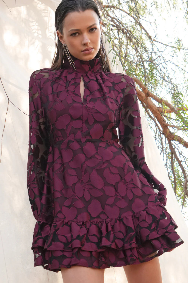 Elinor Velvet Burnout Mockneck Dress