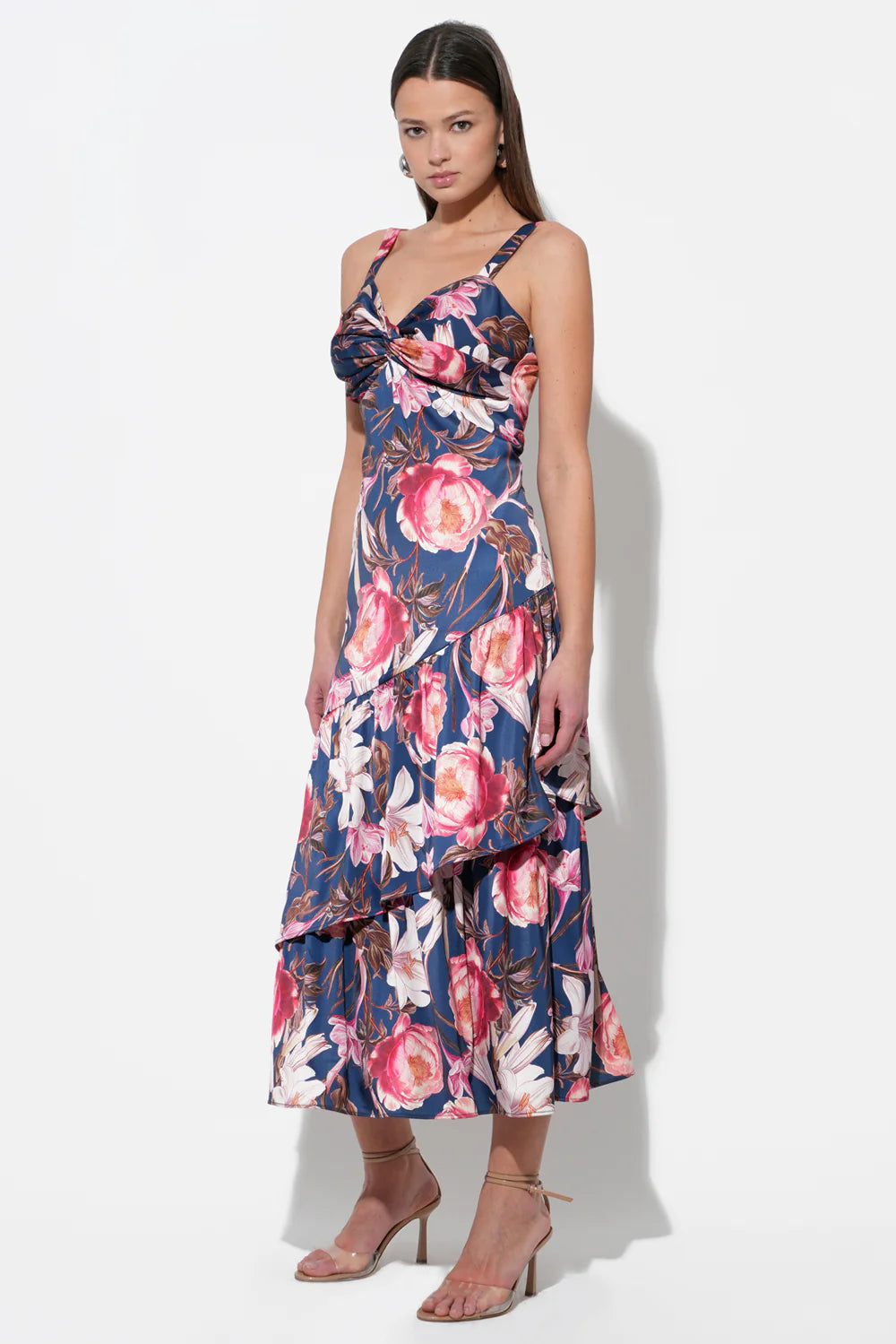 dione midi dress Dione Padded Folds Midi Dress (Lavender Dreams)