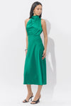 Jodie High Neck Satin Midi Dress