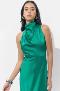 Jodie High Neck Satin Midi Dress