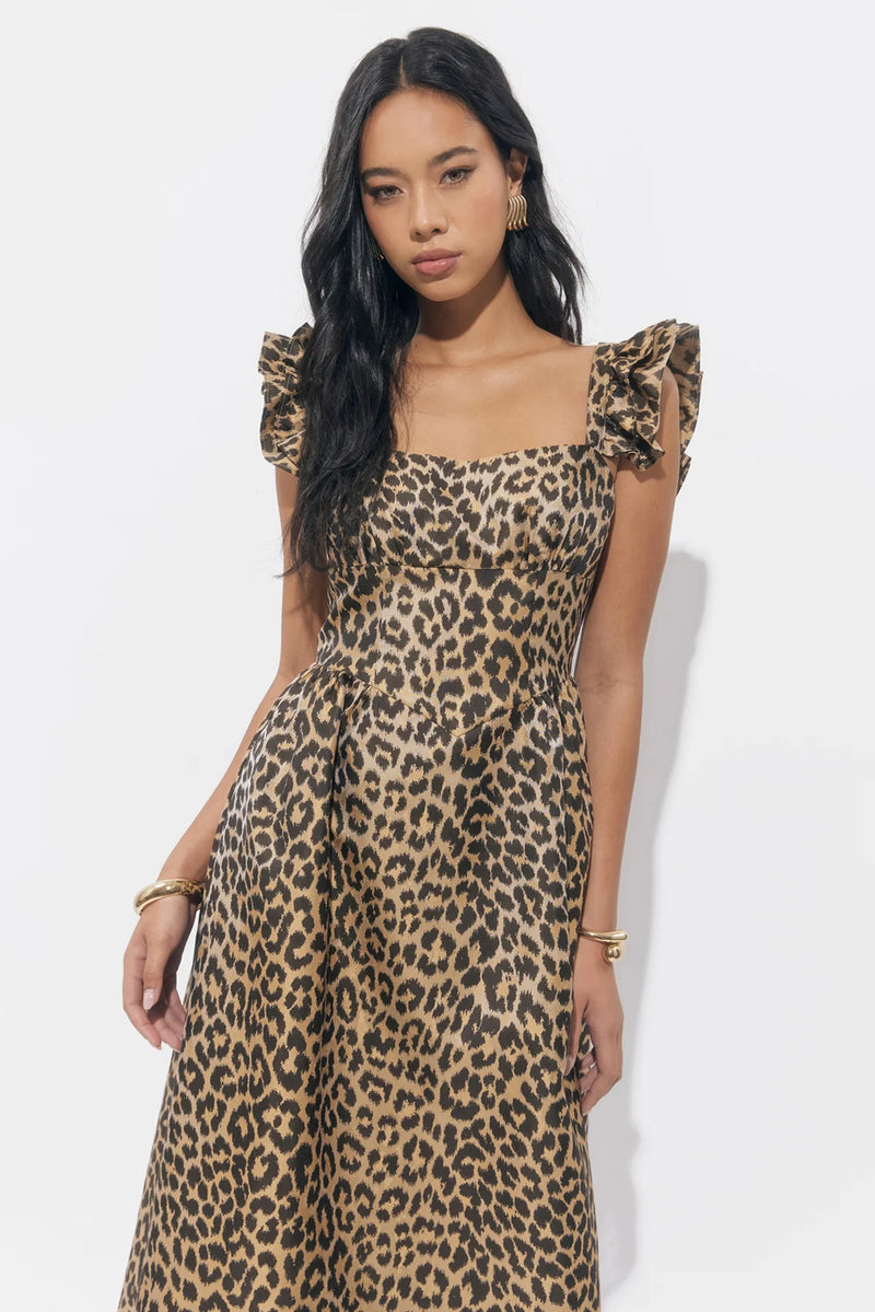 Solene Leopard Print Midi Dress