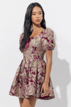 Astella Jacquard Puff Sleeve Mini Dress