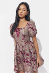 Astella Jacquard Puff Sleeve Mini Dress
