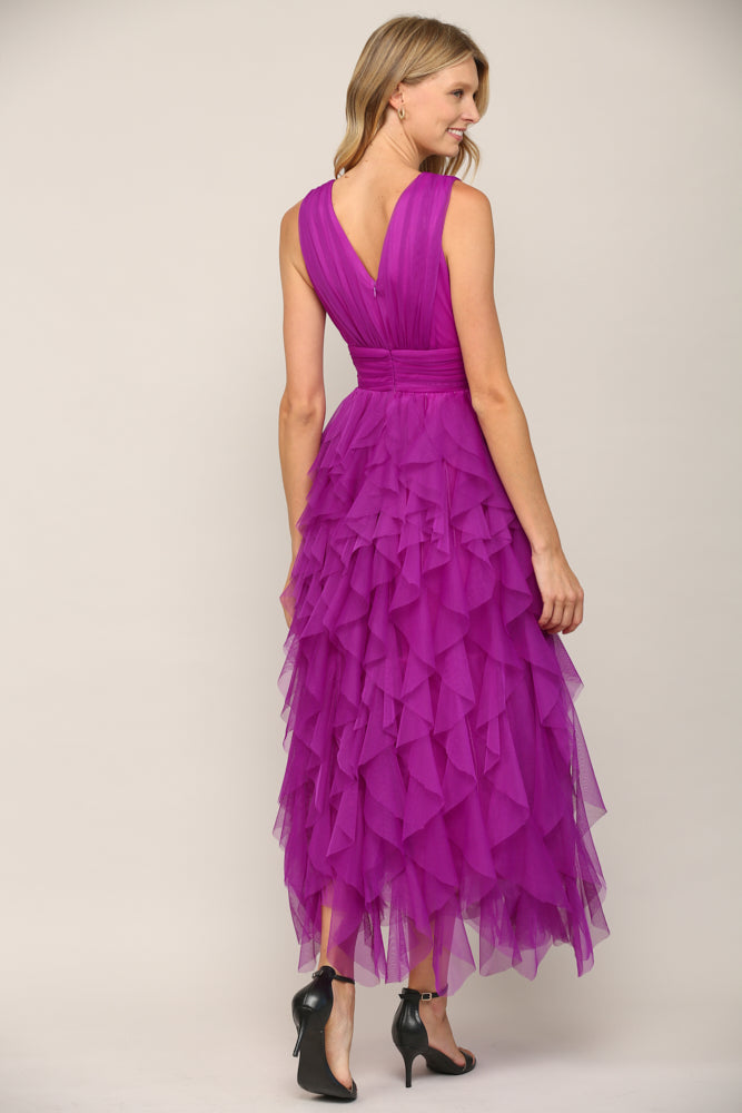 Cascade Ruffle Tulle Dress