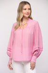 Azalia Tie Neck Linen Blouse