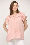 Petal Pink Flutter Sleeve Blouse