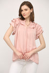 Petal Pink Flutter Sleeve Blouse