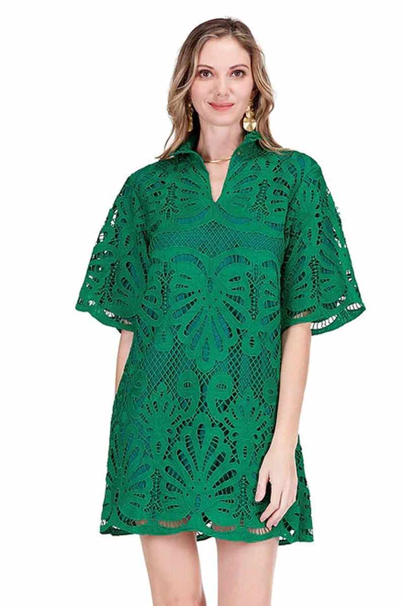 High Neck Emerald Lace Tunic