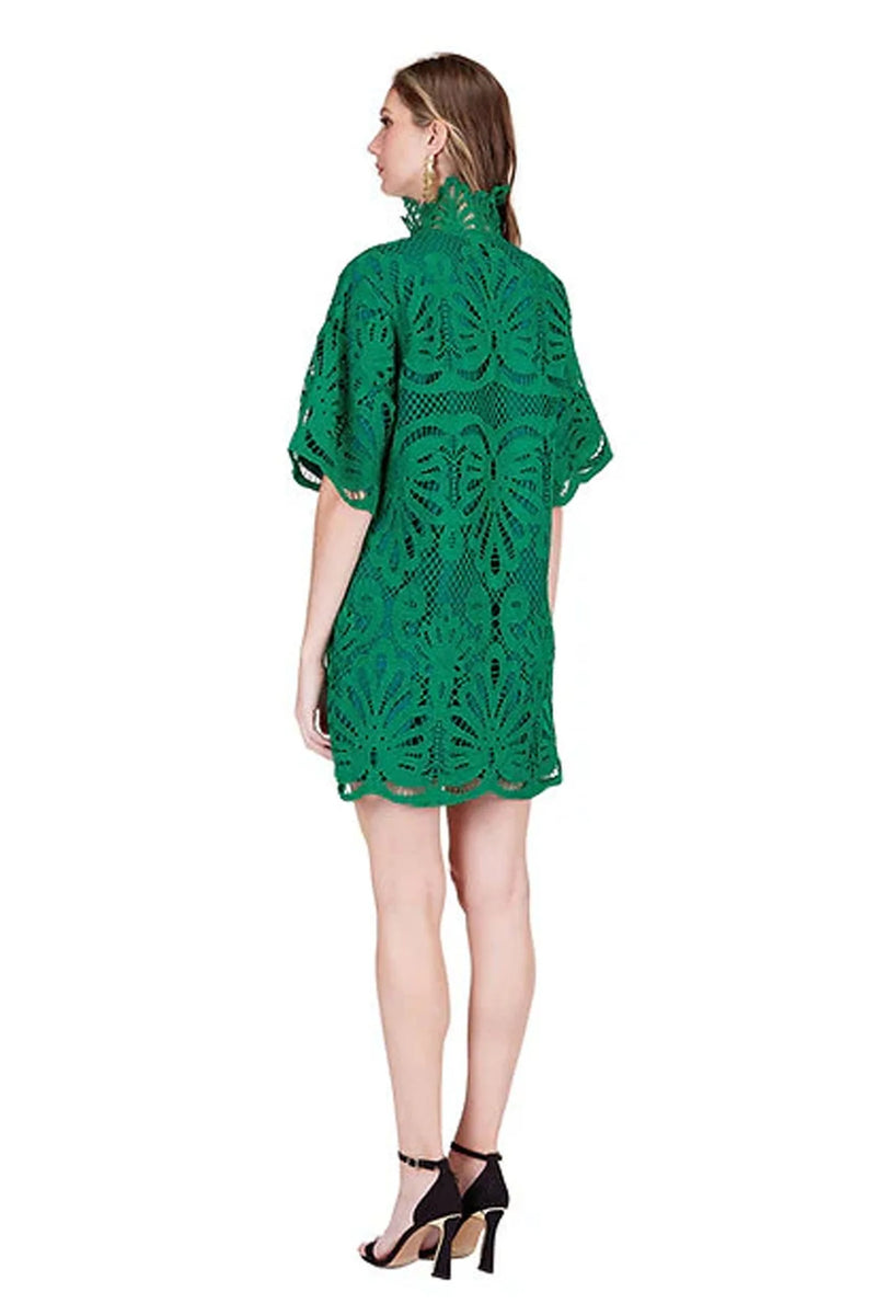 High Neck Emerald Lace Tunic