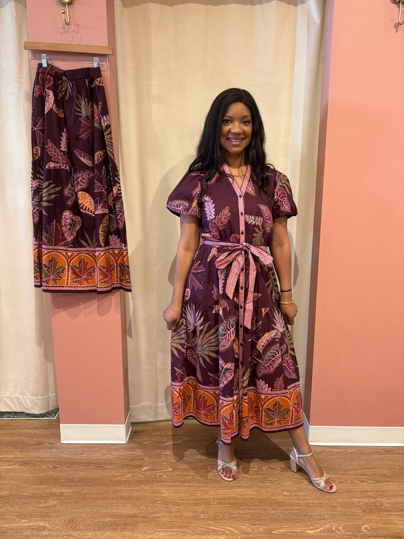Della Dress in Wine Flora