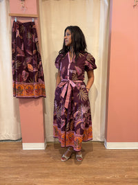 Della Dress in Wine Flora