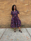 Plum Ikat Midi Dress