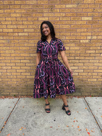 Plum Ikat Midi Dress