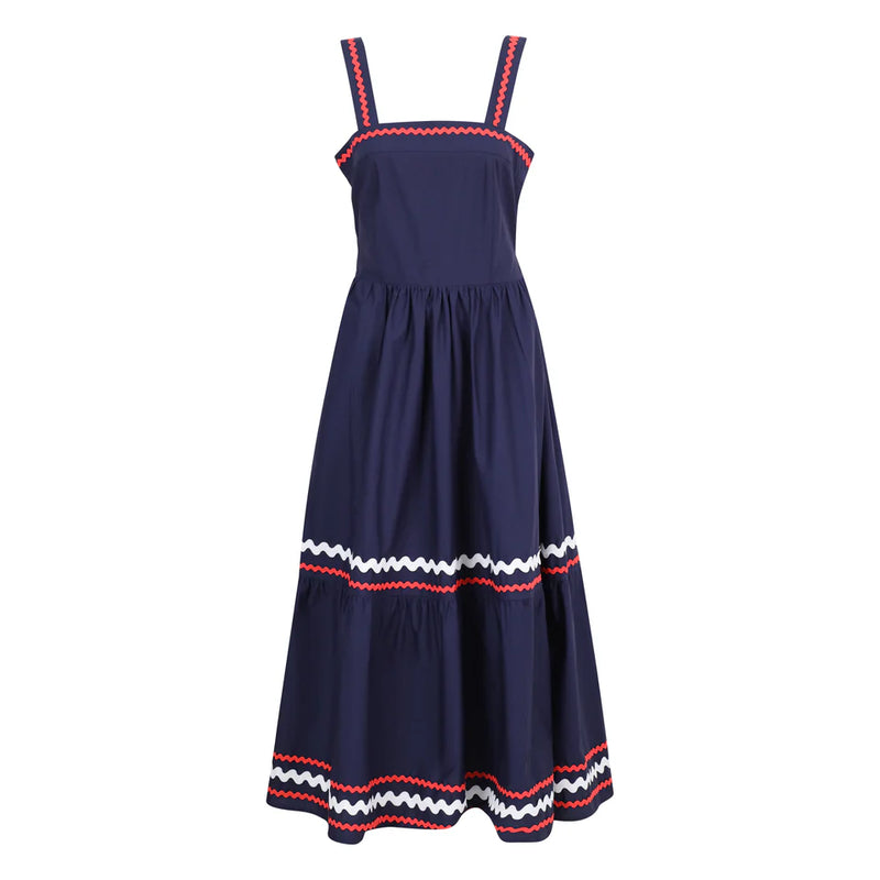 Navy Tie Back Maxi Dress