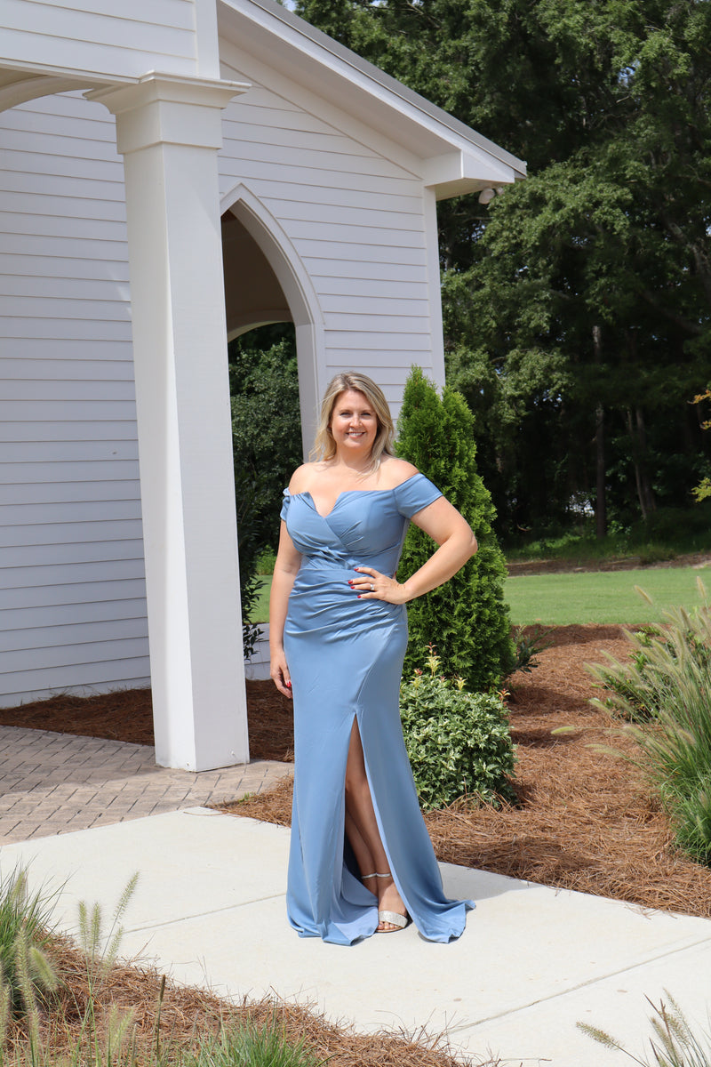 French Blue Faille Gown | AP-27558