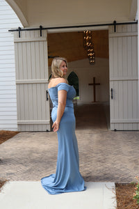 French Blue Faille Gown | AP-27558